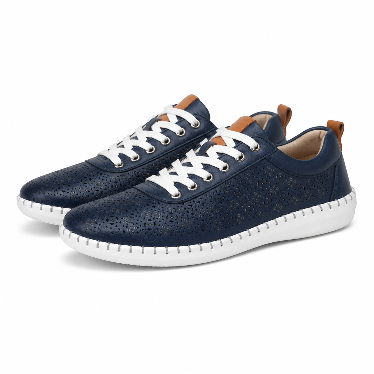 PANTOFI CASUAL PERFORATI DAMA CASPIAN 24280 BLEUMARIN