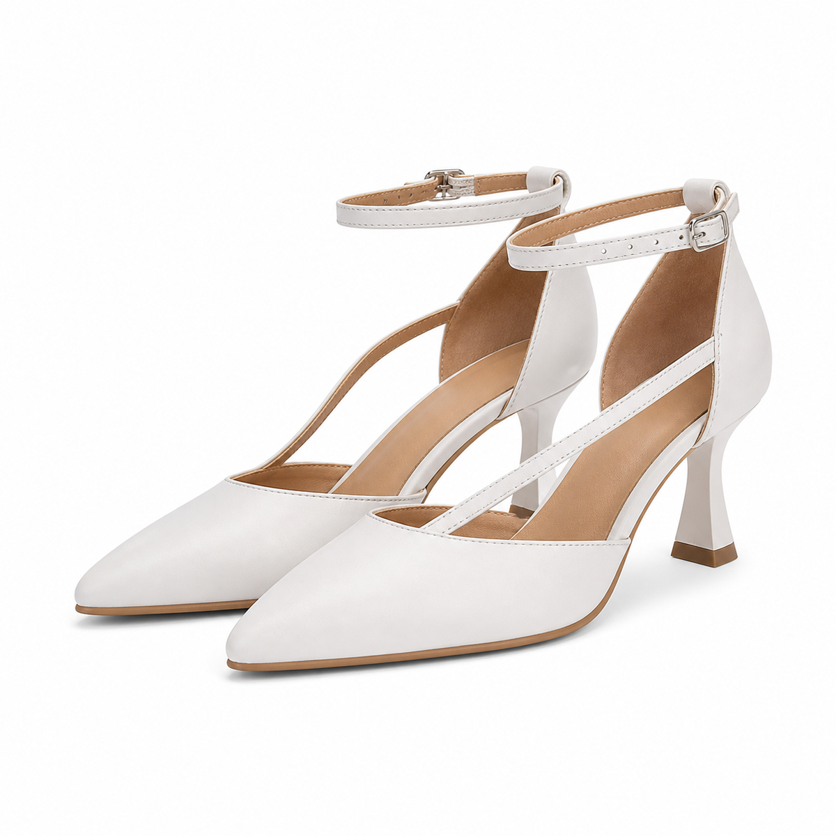 Pantofi Decupati Damă Antonio 12420 Alb Sidef - Piele Naturală