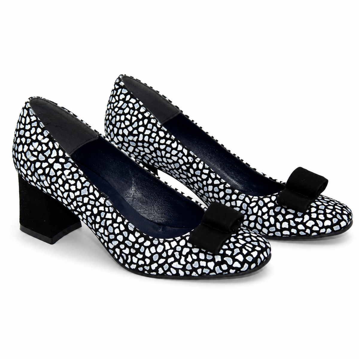 PANTOFI ELEGANTI DAMA BRATEX 148 NEGRI CU BULINE ALBE