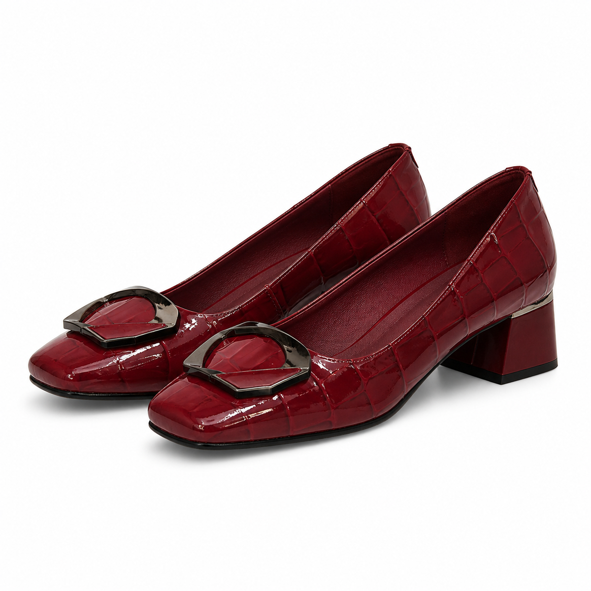 PANTOFI ELEGANTI DAMA FORMAZIONE 0059-15 BORDO CROCO LACUIT