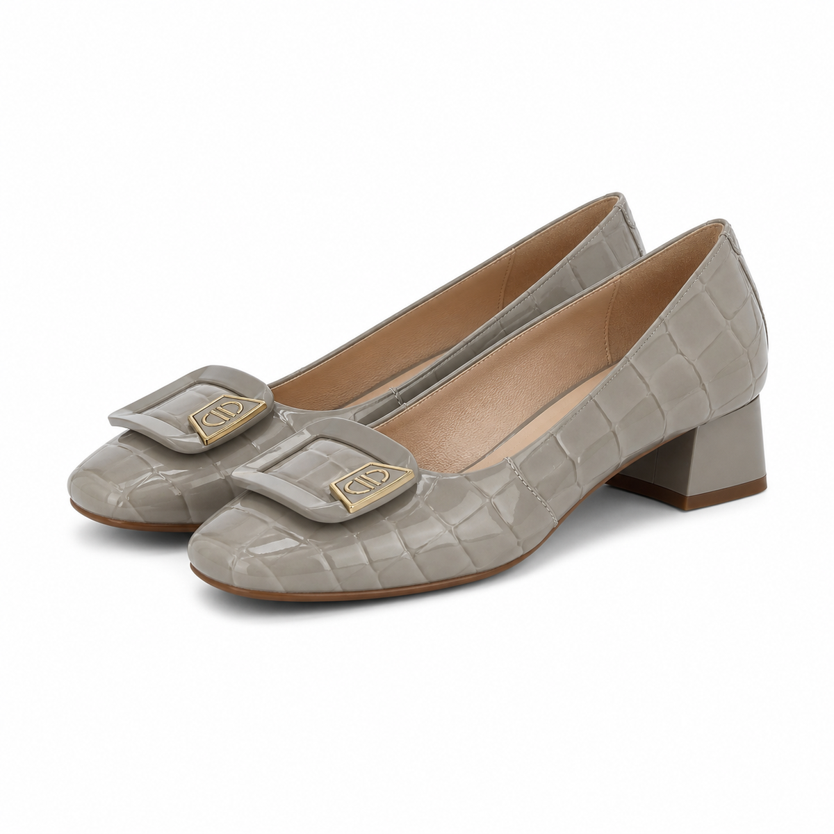 PANTOFI ELEGANTI DAMA FORMAZIONE 0059-16 GRI DESCHIS CROCO LACUIT