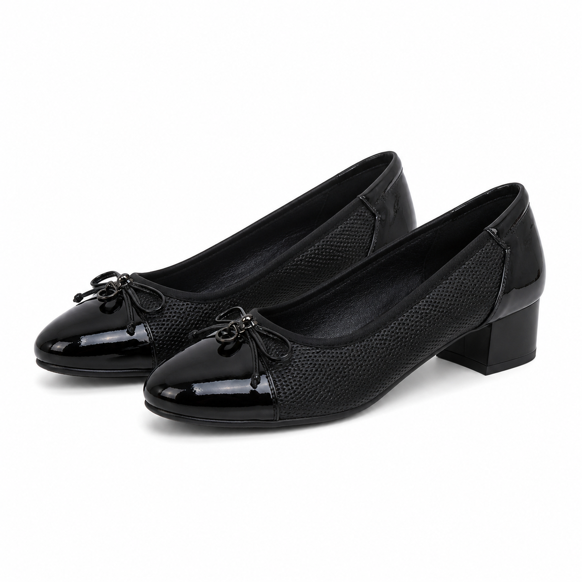 PANTOFI ELEGANTI DAMA KARISMA 50105A 01-Z NEGRI LAC + TEXTIL