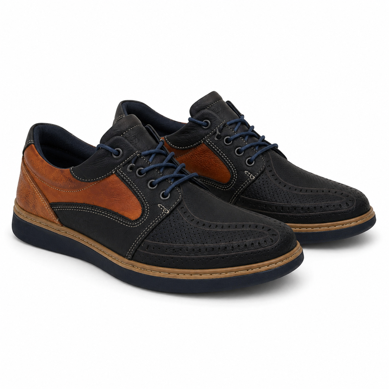 PANTOFI PERFORATI BARBATI BIO FLEX 1523 BLEUMARIN CU MARO