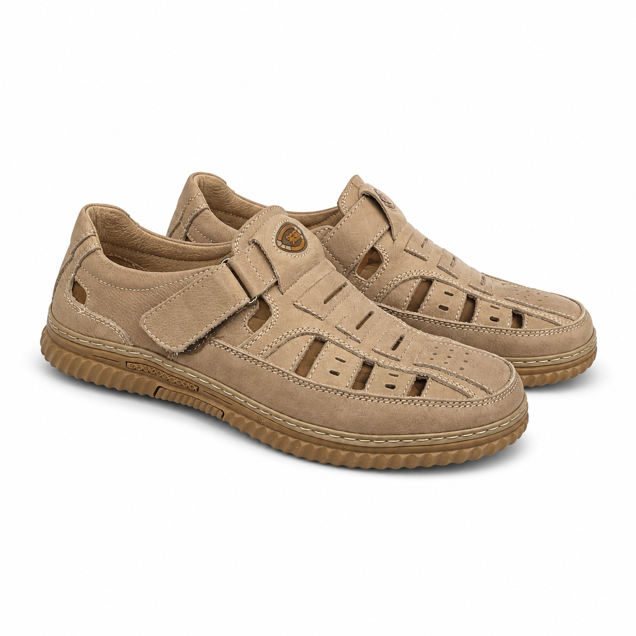 Pantofi Perforati Bărbați Otter 80008B 03-2 Bej Apricot - Piele Naturală