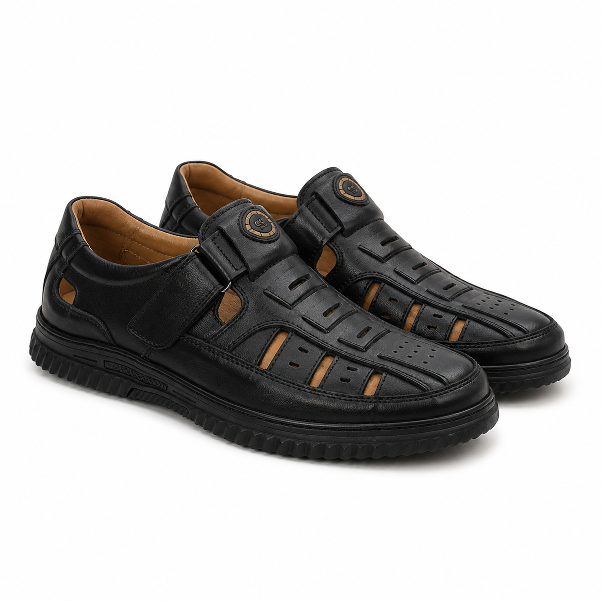 Pantofi Perforati Bărbați Otter 80008C 01-N Negru - Piele Naturală