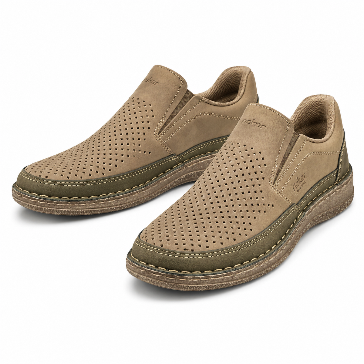 PANTOFI PERFORATI BARBATI RIEKER 03079-64 BEJ