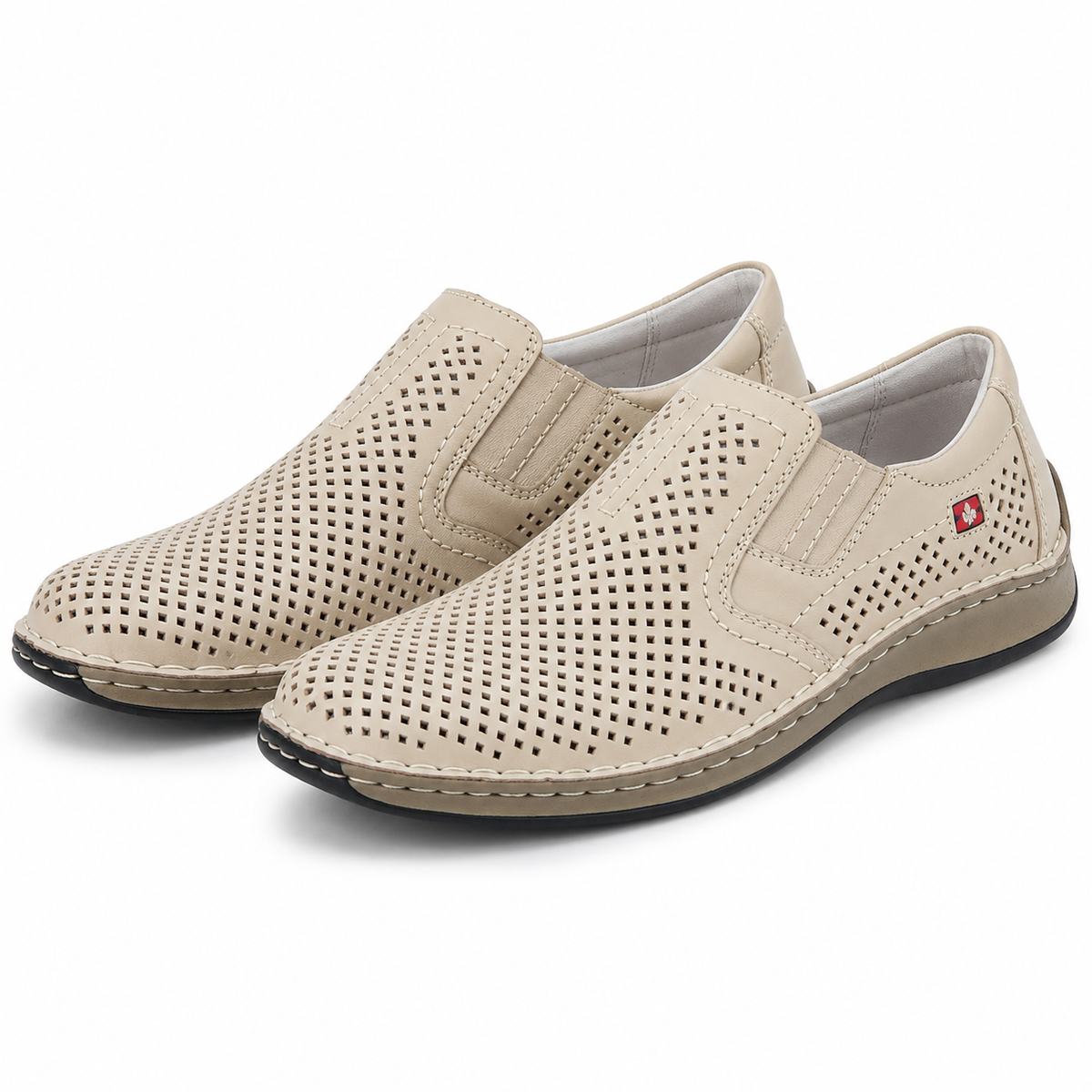 PANTOFI PERFORATI CASUAL BARBATI RIEKER 05297-60 BEJ