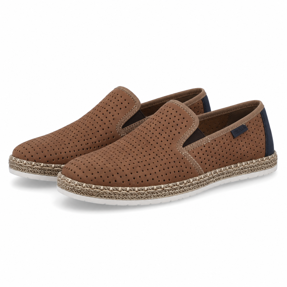 PANTOFI PERFORATI CASUAL BARBATI RIEKER B5278-24 MARO