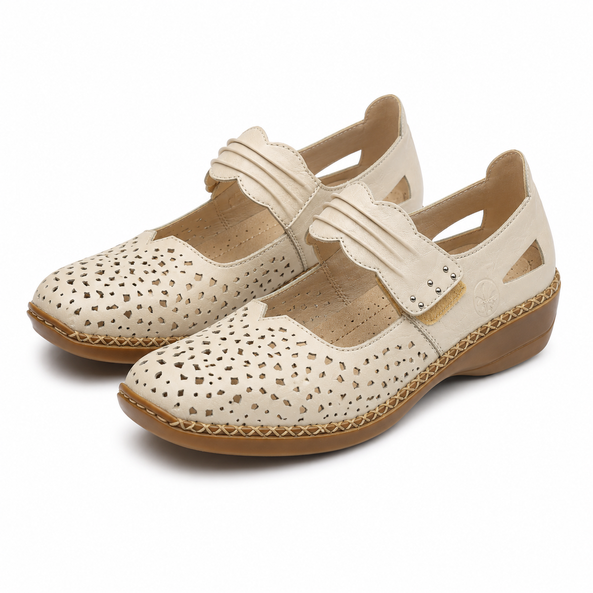 PANTOFI PERFORATI CASUAL DAMA RIEKER 41399-60 BEJ