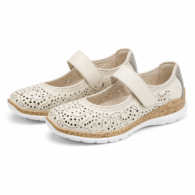 PANTOFI PERFORATI DAMA RIEKER N4299-60 BEJ