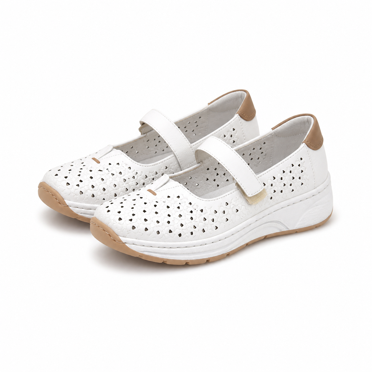 PANTOFI PERFORATI DAMA RIEKER N6553-80 ALBI