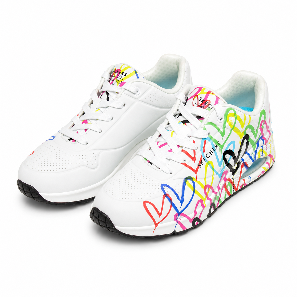 Pantofi Sport Damă Skechers 155507 Alb+color – Piele Ecologică