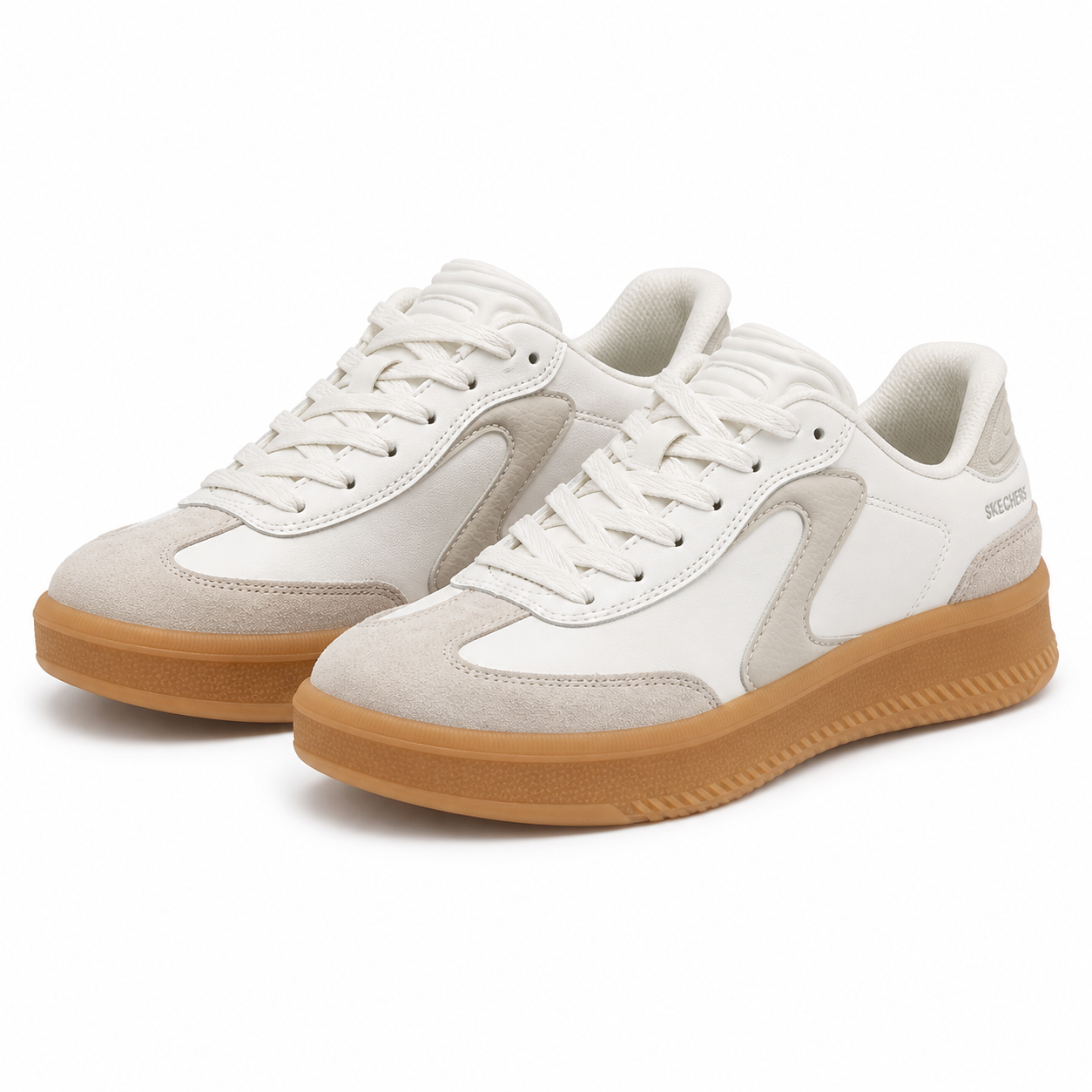 Pantofi Sport Damă Skechers 185460 Ofwt Alb - Piele Naturală + Piele Ecologică