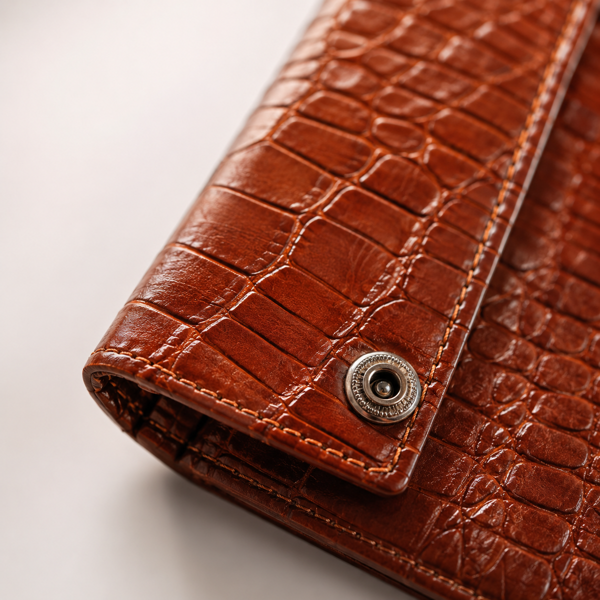 Portofel Damă Piele Maro Cognac Crocodil cu Cutie | PRO 1145-77 - imagine 4