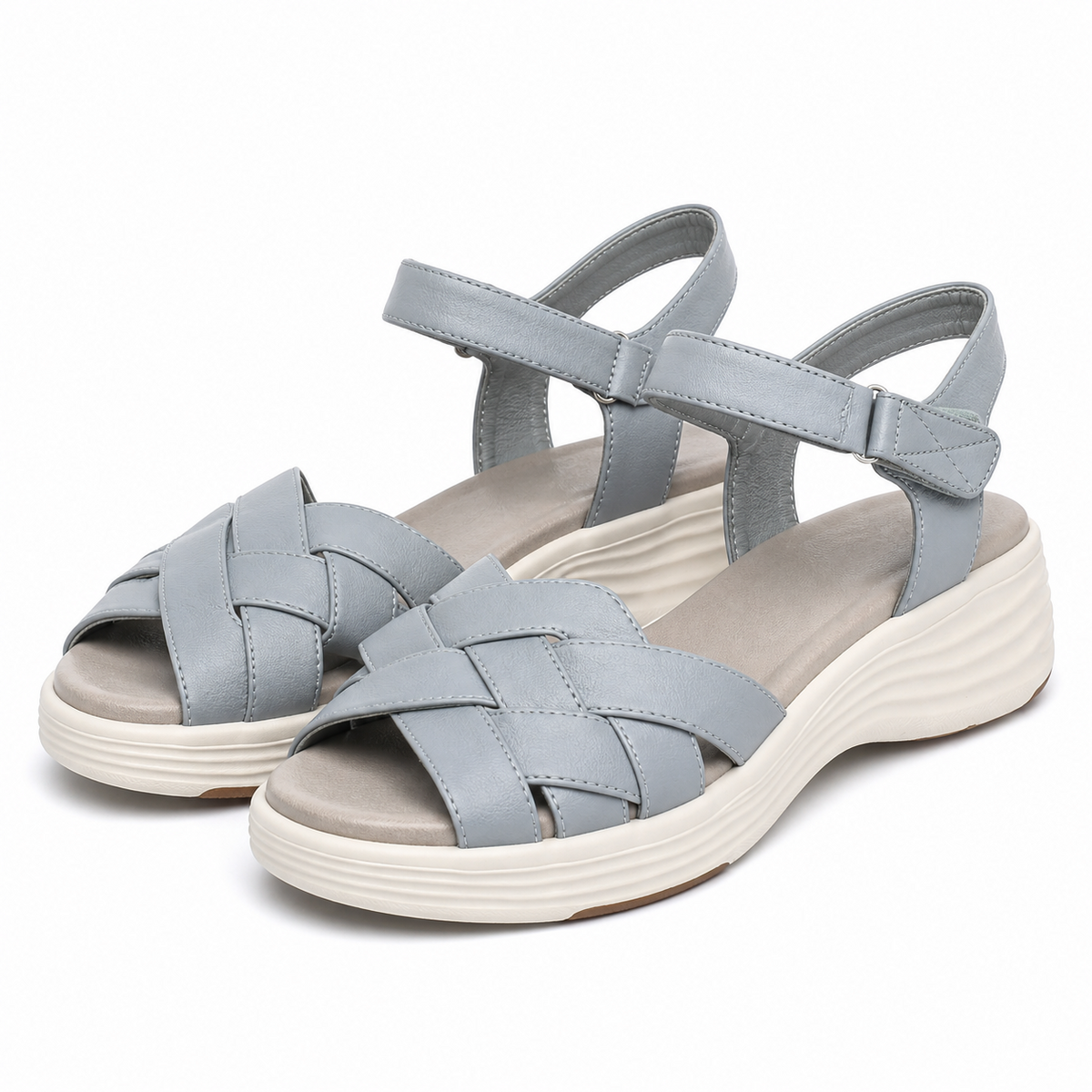 Sandale Casual Damă Formazione 3FR031 Gri - Piele Naturală - imagine 2