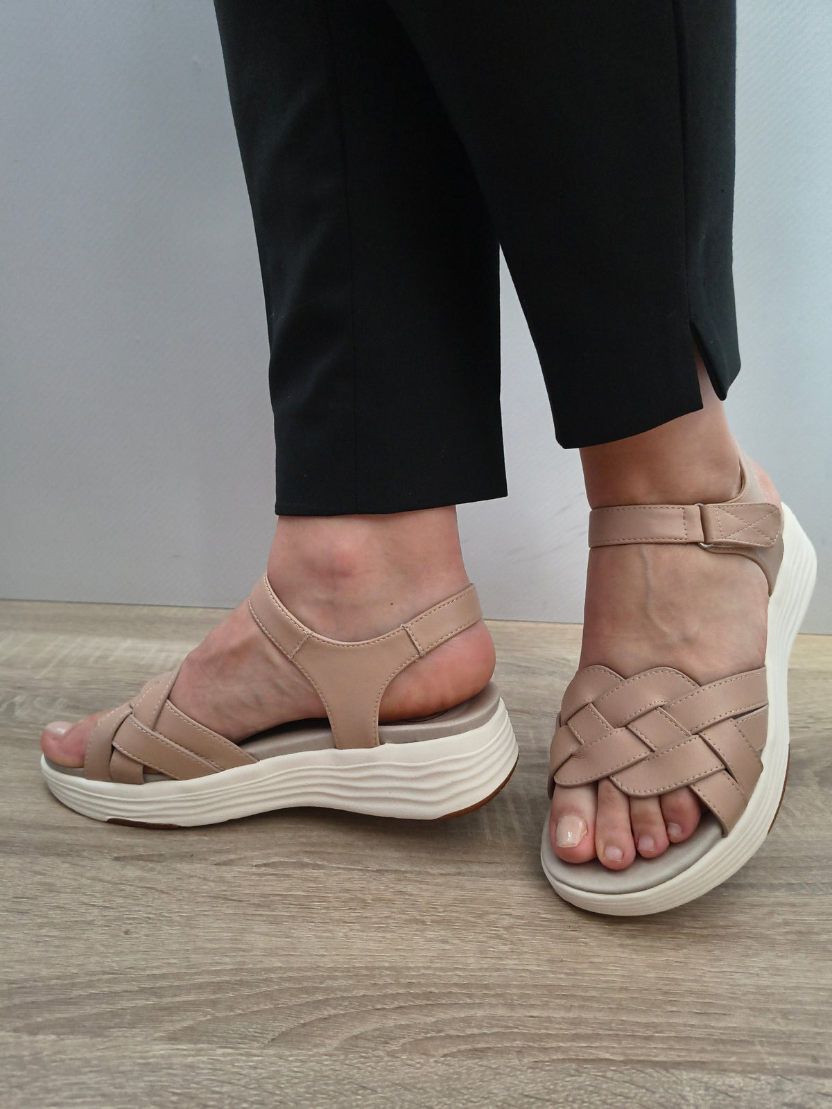 Sandale Casual Damă Formazione 3FR031 Apricot - Piele Naturală - imagine 3