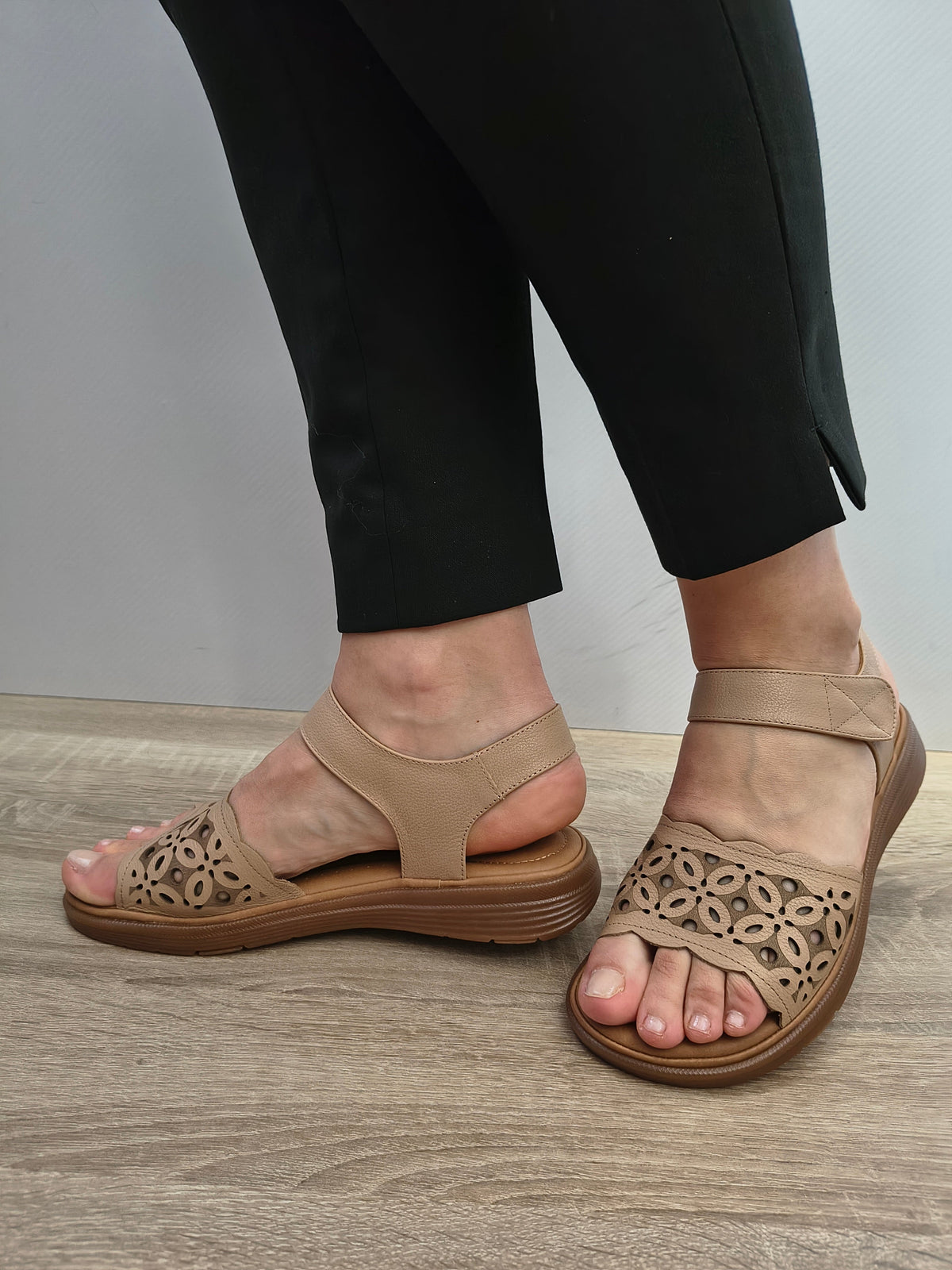 Sandale Casual Damă Formazione 33177 Apricot - Piele Naturală - imagine 3
