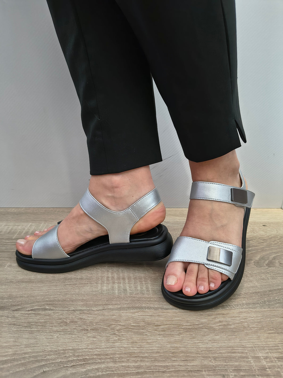 Sandale Casual Damă Formazione 1028 Grey - Piele Naturală - imagine 3