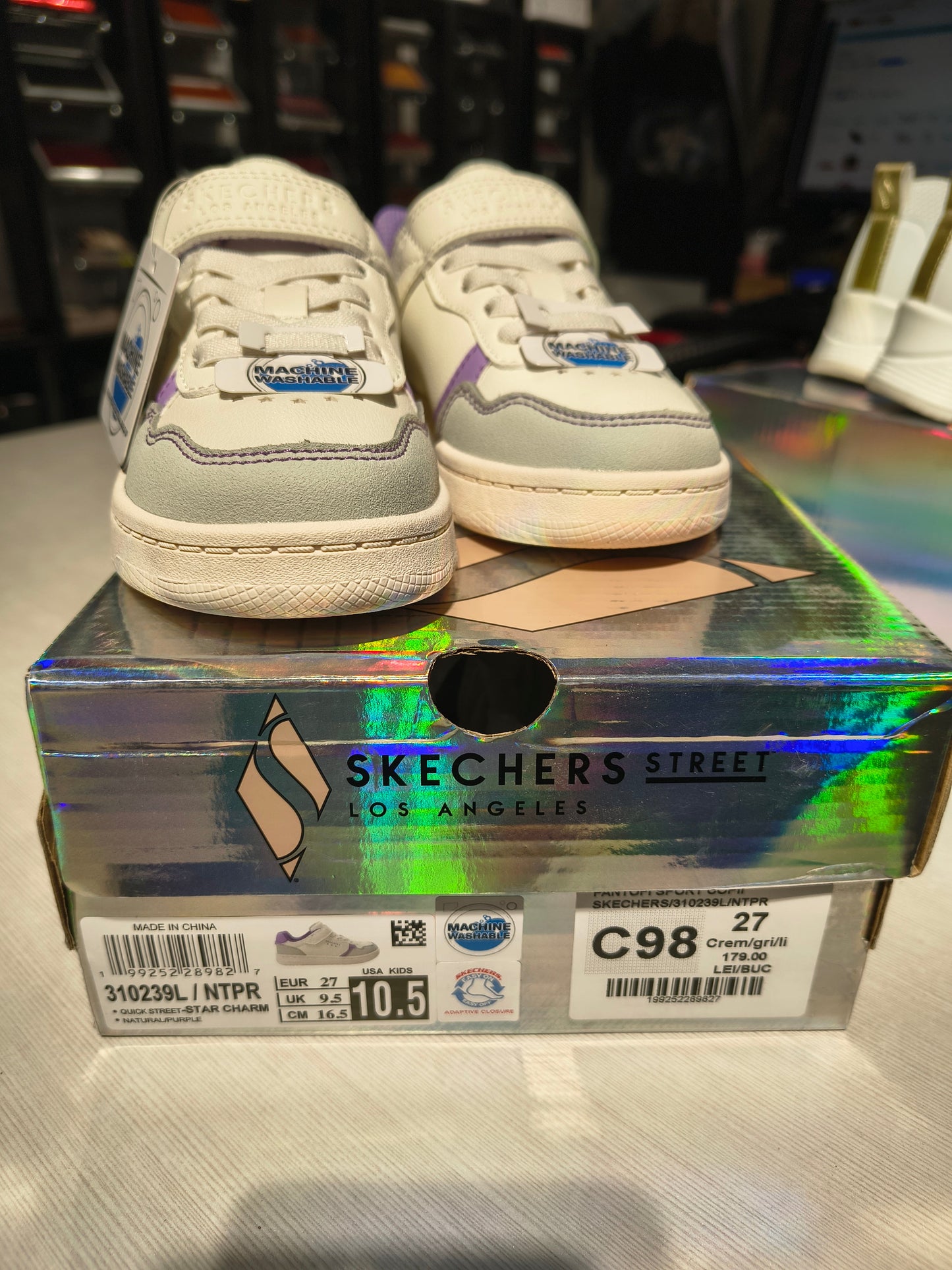 Pantofi Sport Copii Skechers 310239L Quick Street Star Charm - Crem/gri/lila