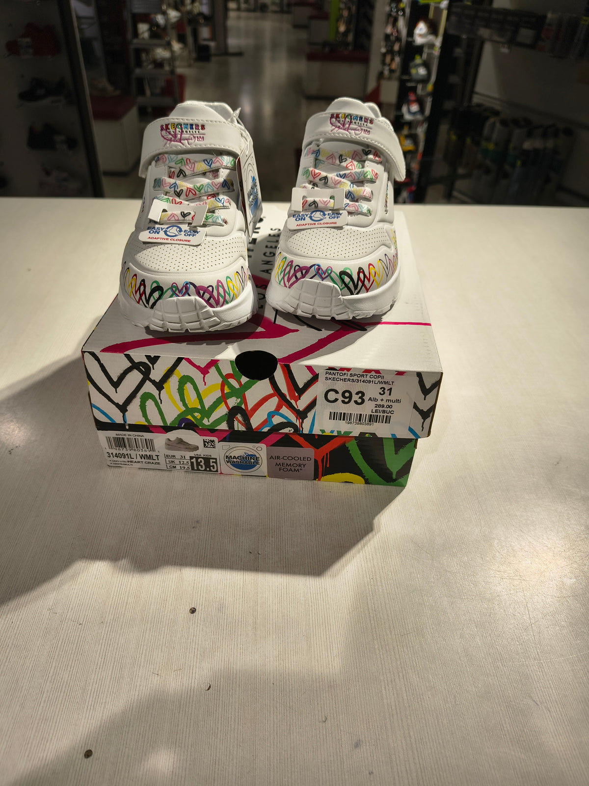 PANTOFI SPORT COPII SKECHERS 314091L WMLT ALB + MULTICOLOR - imagine 2