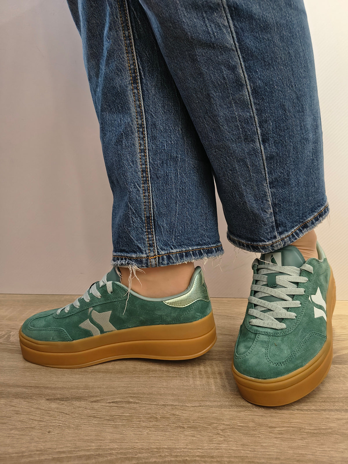 PANTOFI CASUAL DAMA SKECHERS 185430 GRN VERDE DESCHIS VELUR - imagine 2