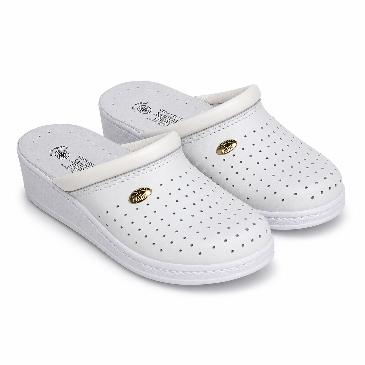 Saboți Damă Medicinali D1350 Alb – Piele Naturală