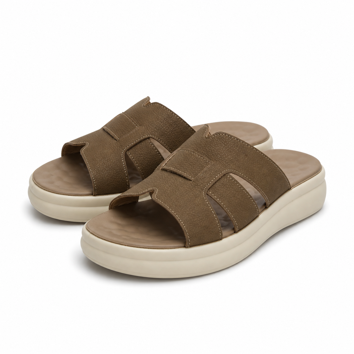 Saboti Casual Damă Formazione 28-008 Khaki Nubuck - Piele Naturală Nubuck
