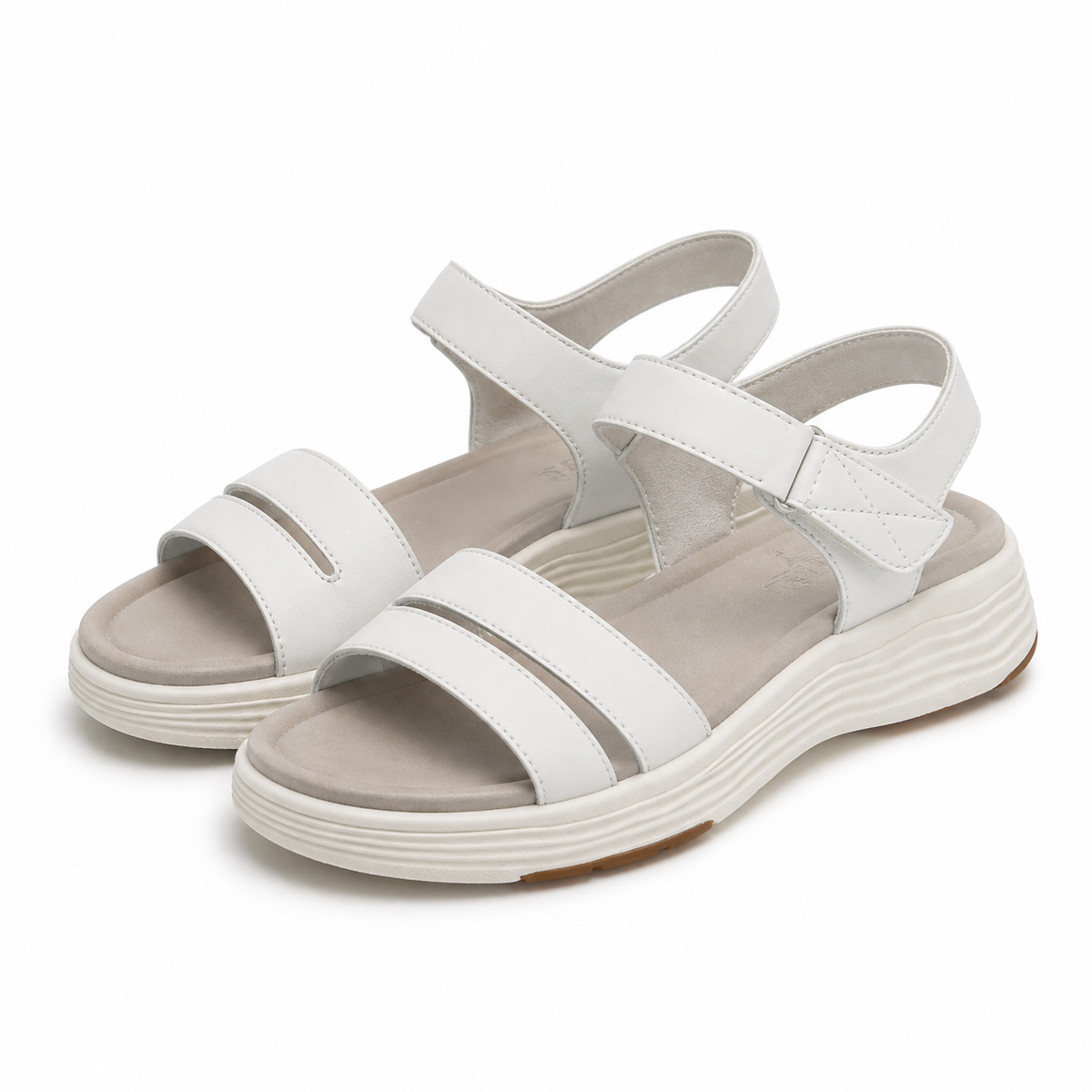 Sandale Casual Damă Formazione 032 Cream - Piele Naturală