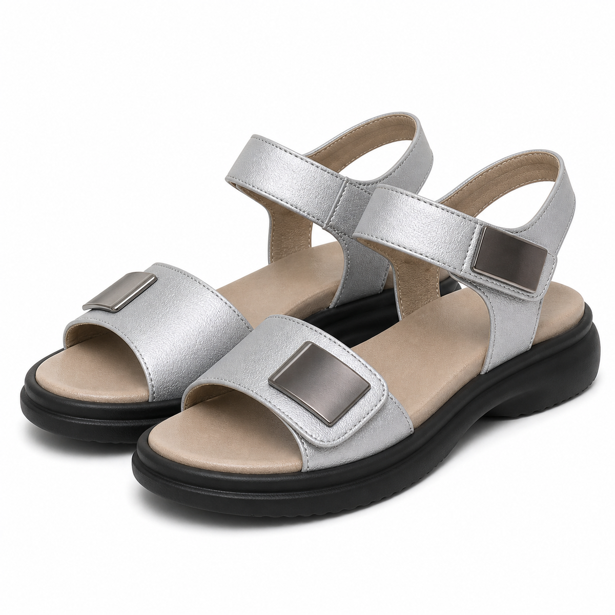 Sandale Casual Damă Formazione 1028 Grey - Piele Naturală - imagine 2
