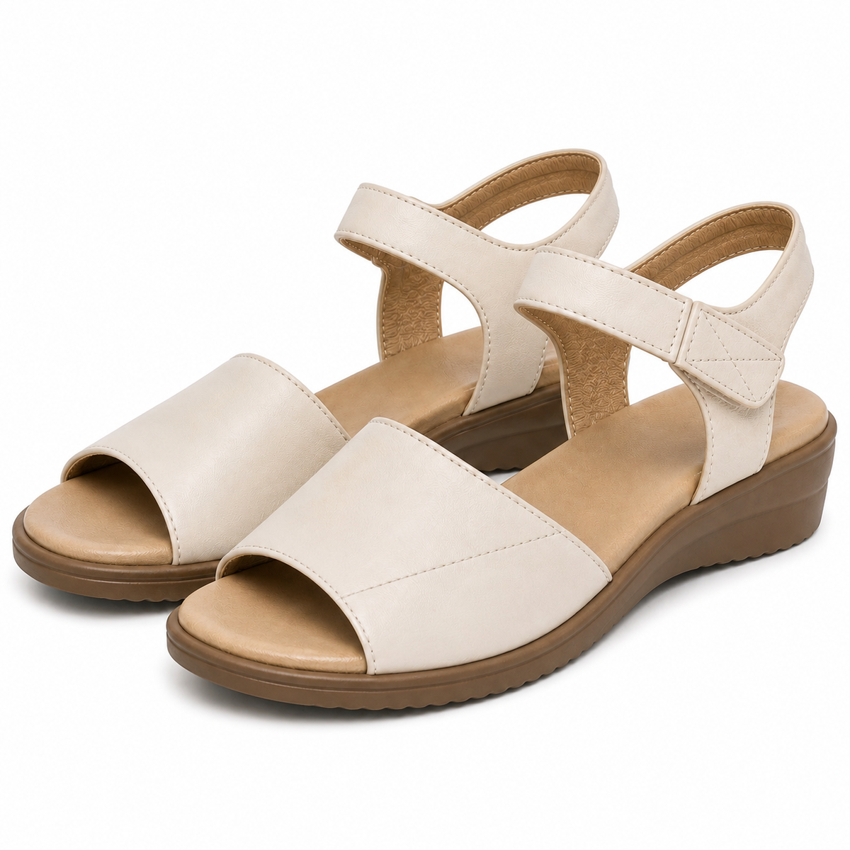 Sandale Casual Damă Formazione 21135 Cream - Piele Naturală