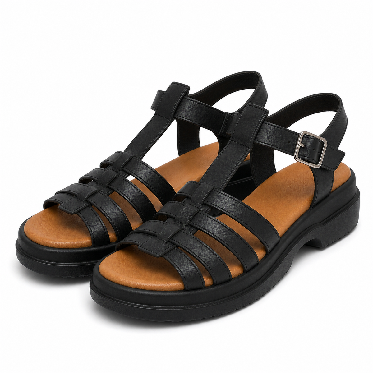 Sandale Casual Damă Formazione 246609T Negru - Piele Naturală - imagine 2