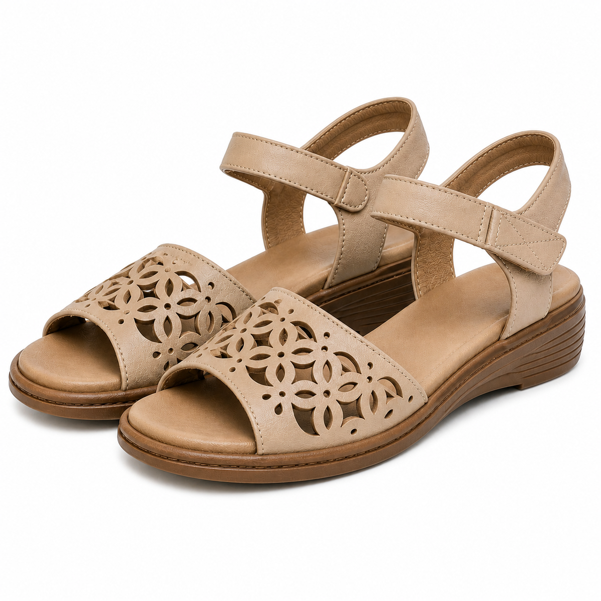 Sandale Casual Damă Formazione 33177 Apricot - Piele Naturală