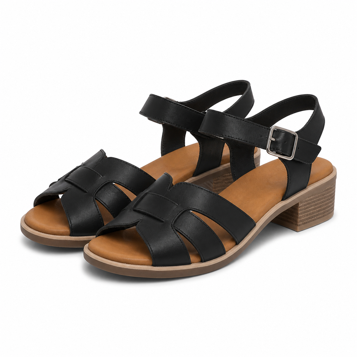 Sandale Casual Damă Formazione 352-1 Negru - Piele Naturală - imagine 2