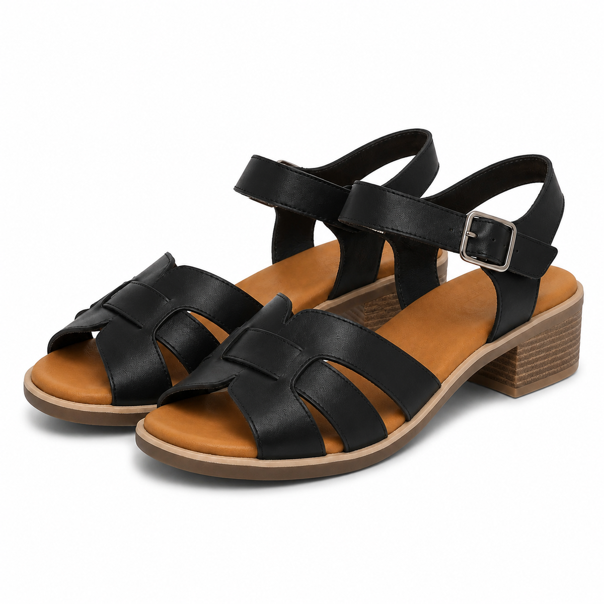 Sandale Casual Damă Formazione 352-1 Negru - Piele Naturală