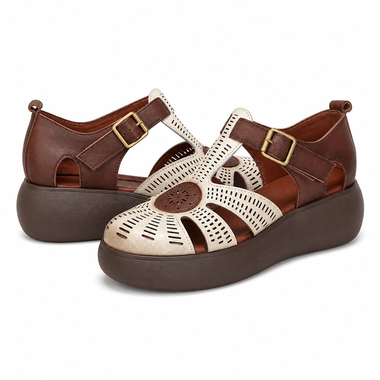 SANDALE CASUAL DAMA FRANCO GERARDO 10682 CREM + MARO