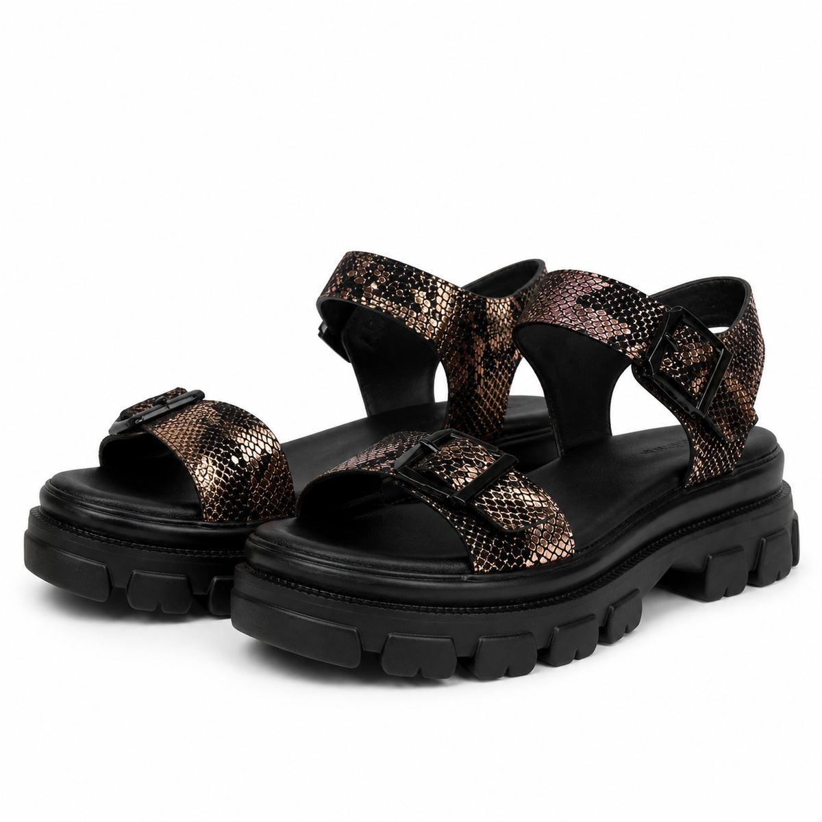 Sandale Casual Damă Karisma 60002C 07-I Negru/Bronze - Piele Naturală