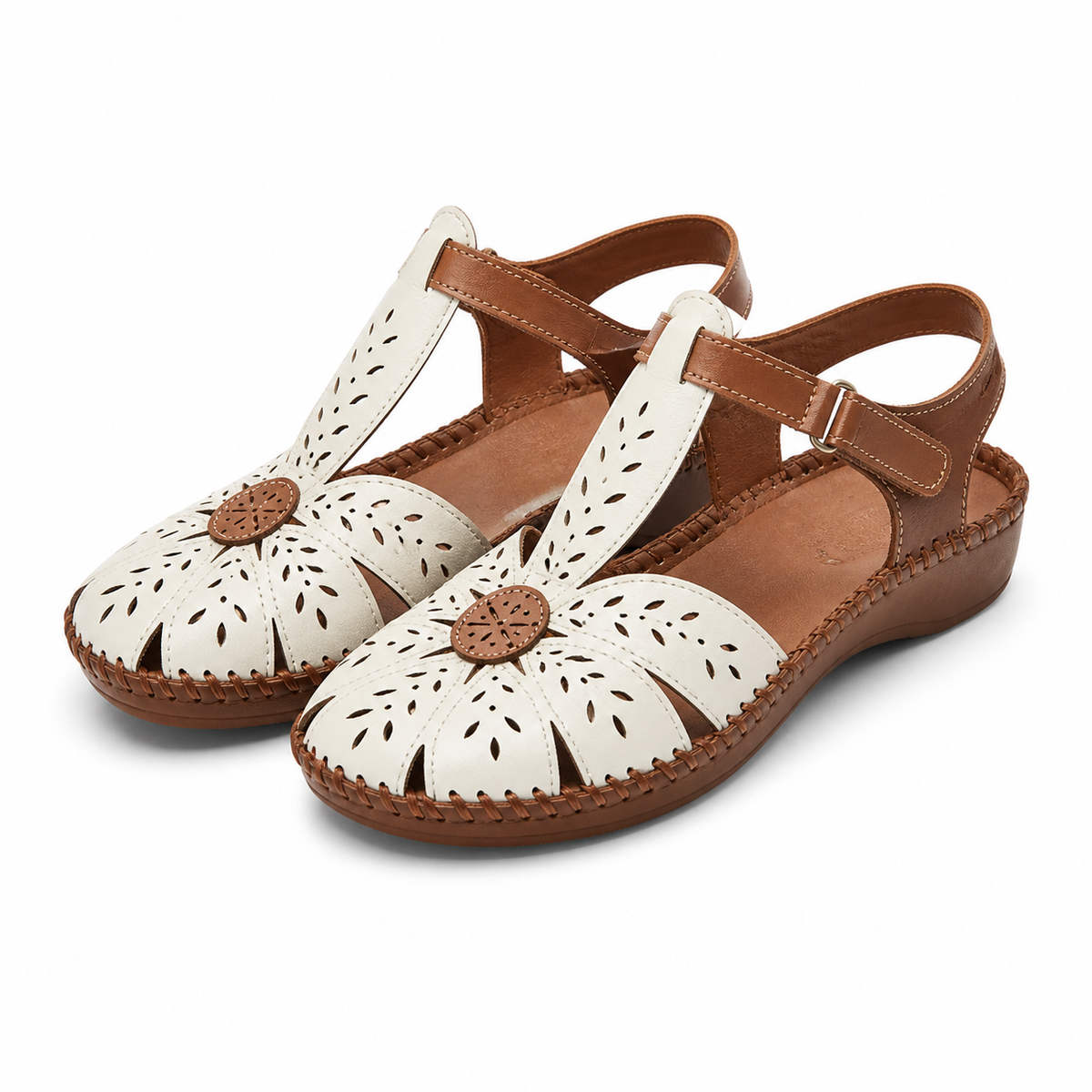 SANDALE CASUAL DAMA PIKOLINOS 655-0841C1 CREM + MARO (NATA)
