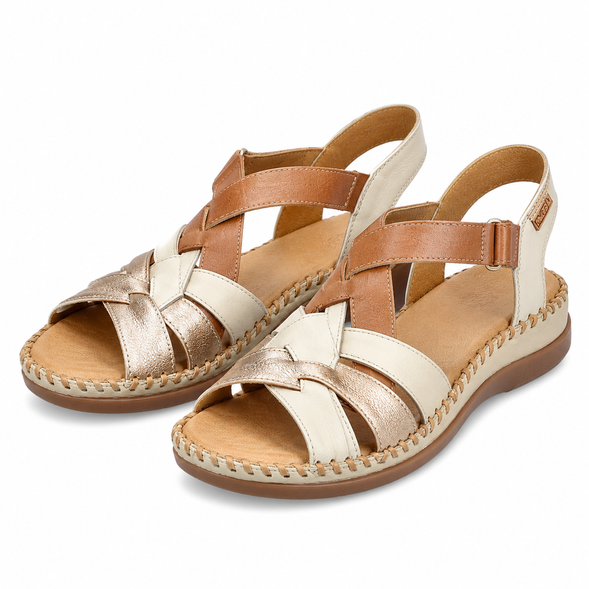 SANDALE CASUAL DAMA PIKOLINOS W8K-0741C2 BEJ + MARO MARFIL