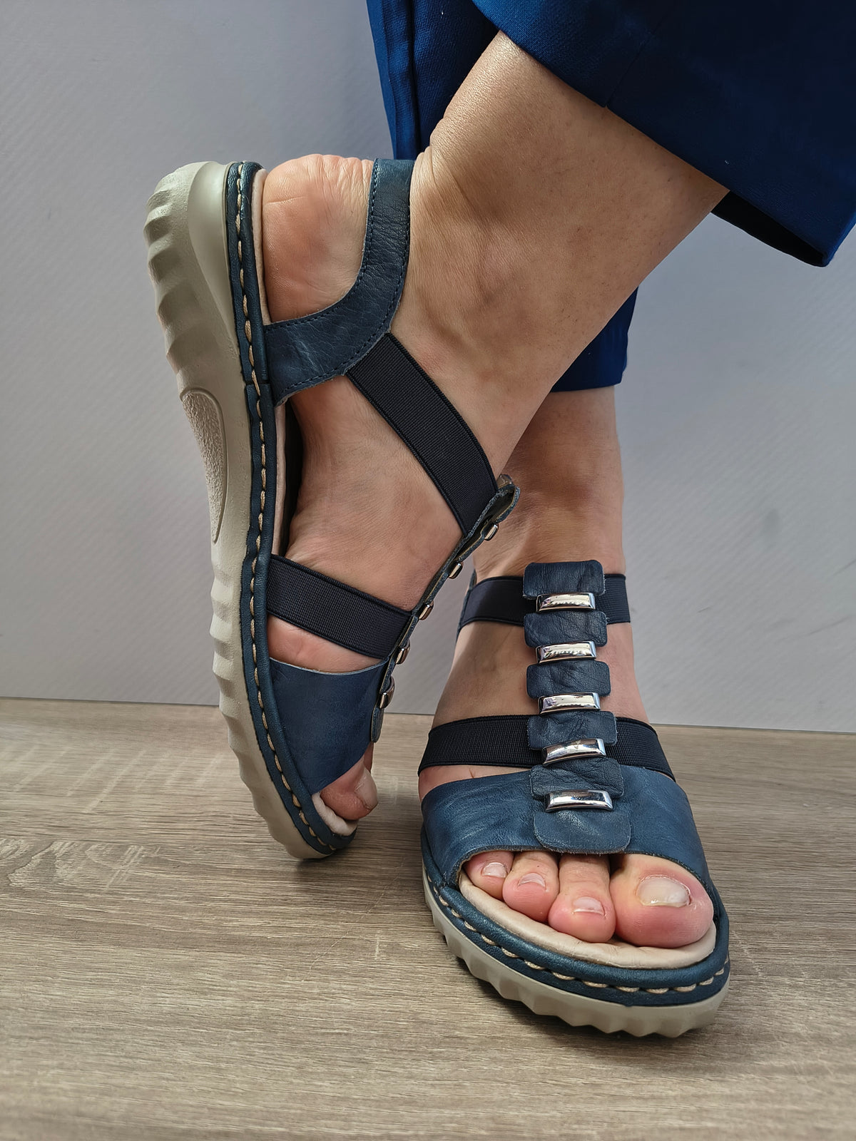 Sandale Casual Damă Rieker 60452-12 Albastru - Piele Naturală - vedere 4