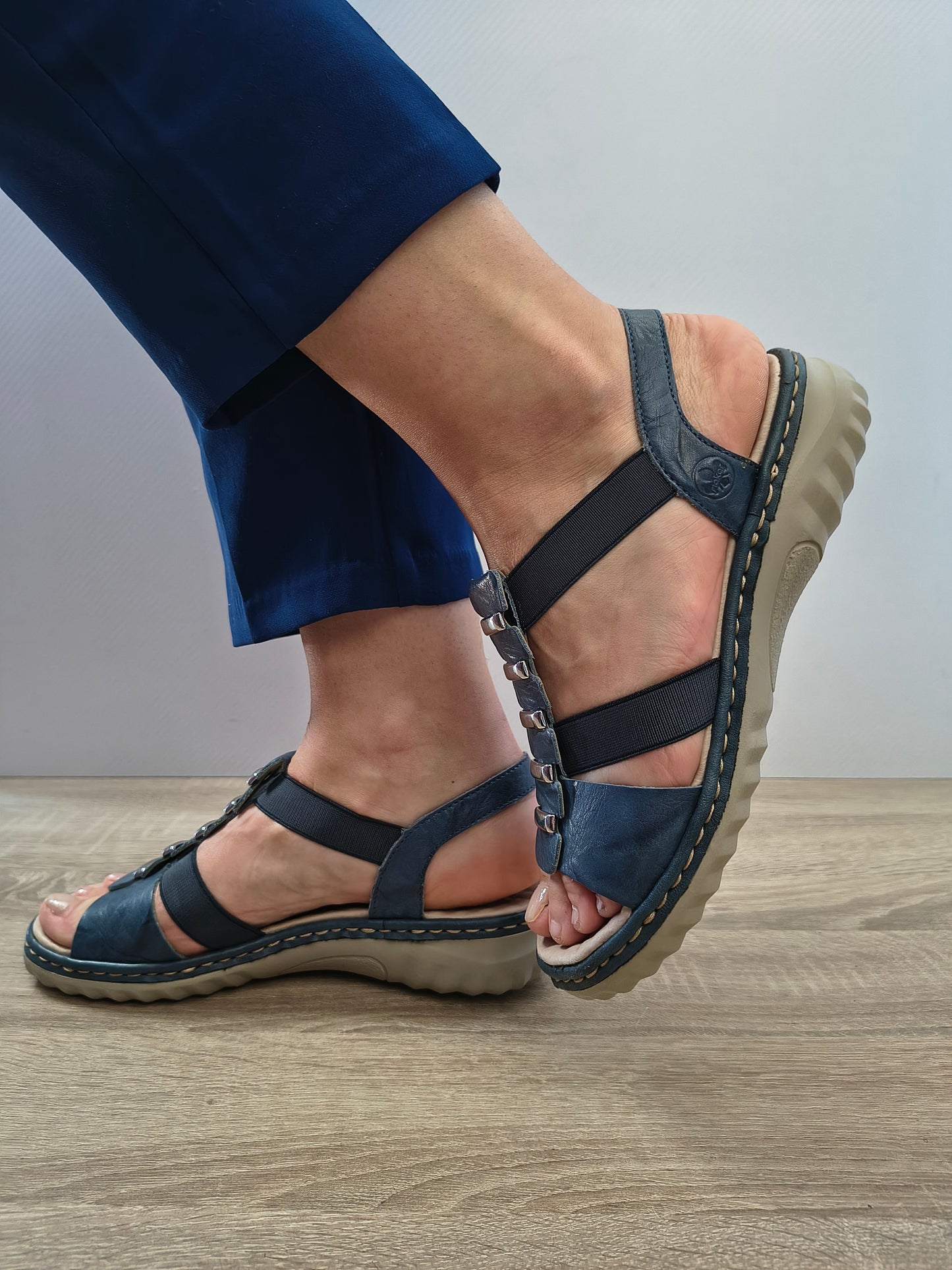 Sandale Casual Damă Rieker 60452-12 Albastru - Piele Naturală - vedere 5