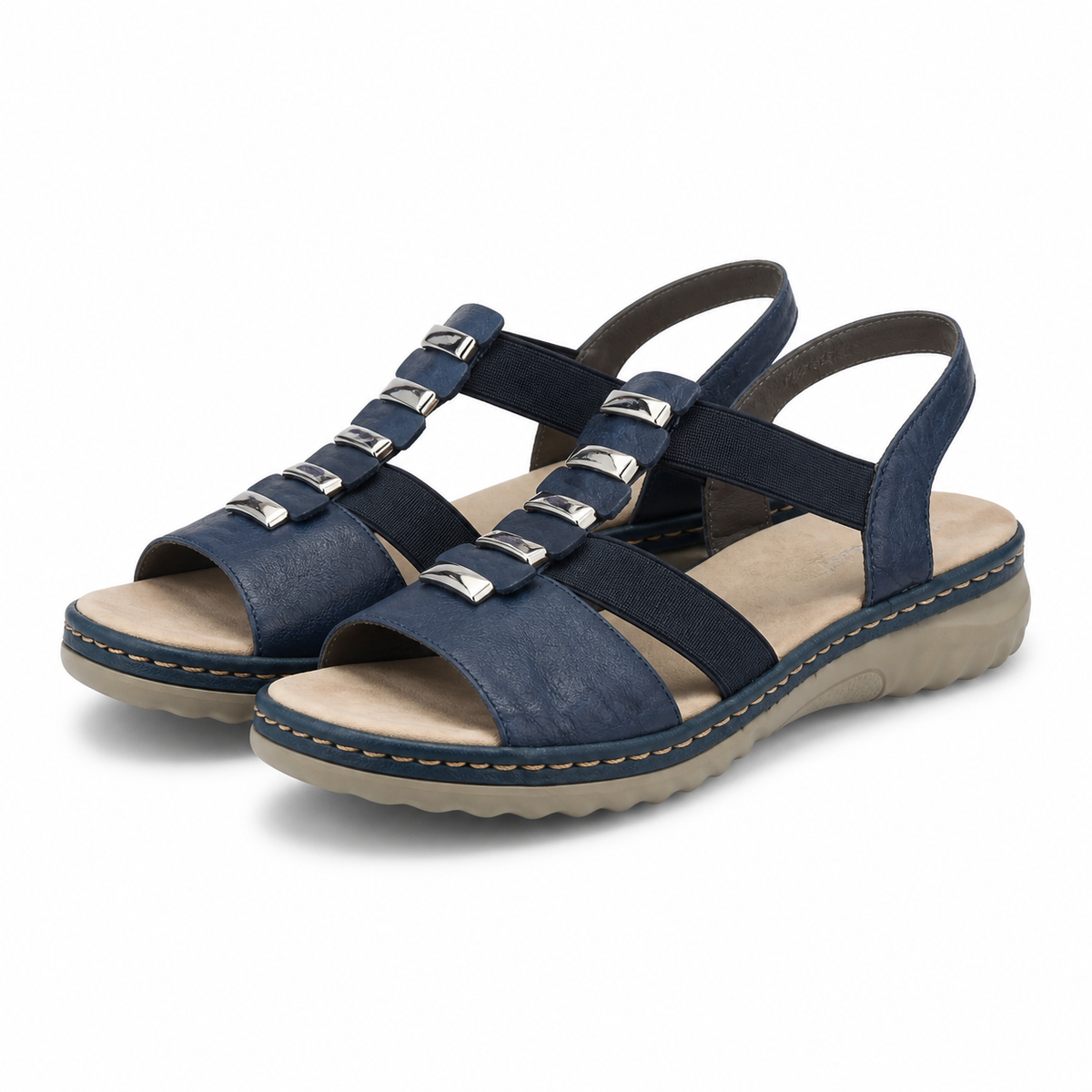 Sandale Casual Damă Rieker 60452-12 Albastru - Piele Naturală
