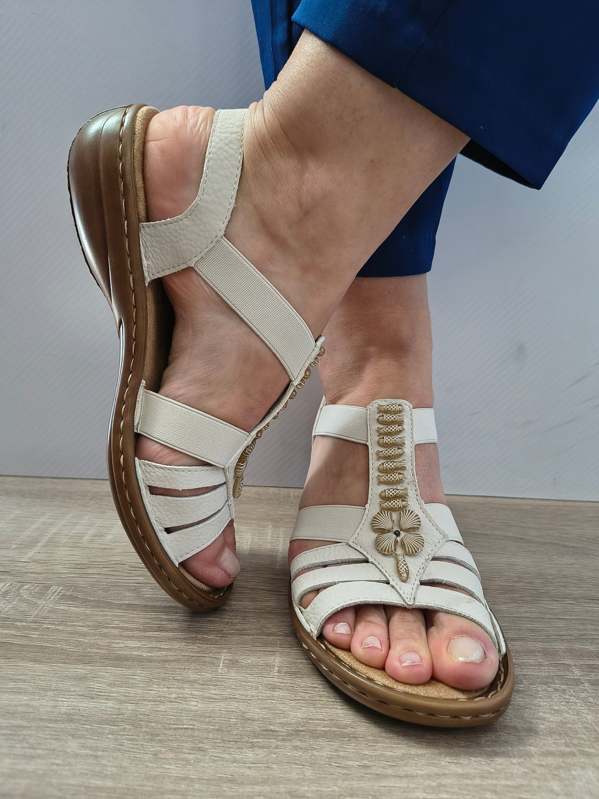 Sandale Casual Damă Rieker 60806-80 Crem (Alb) - Piele Ecologică - vedere 4