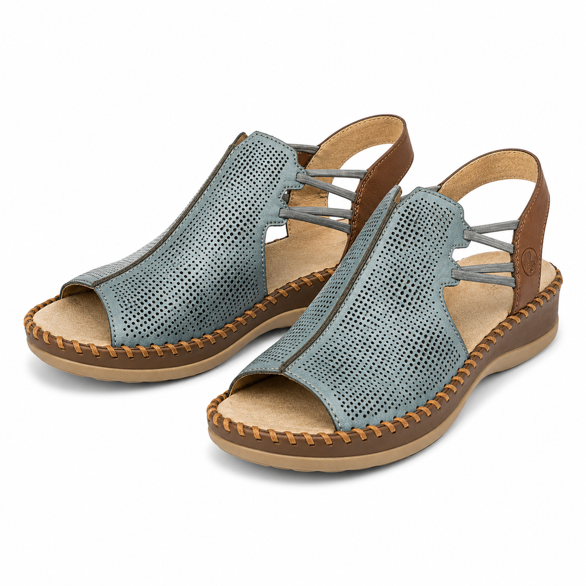 SANDALE CASUAL DAMA RIEKER 61359-14 BLEU DENIM + MARO