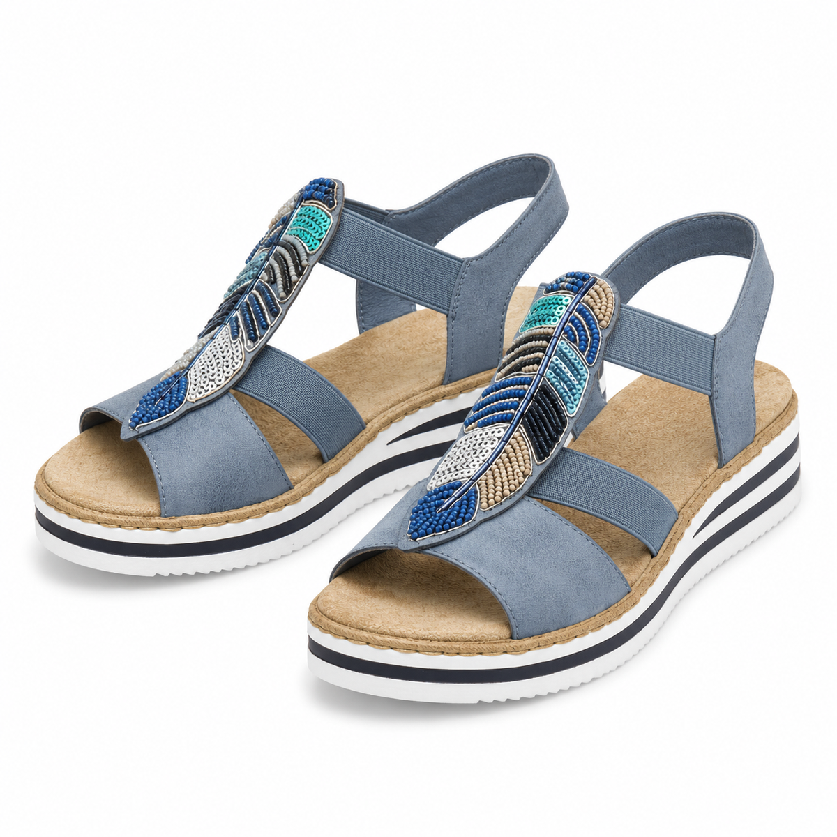 SANDALE CASUAL DAMA RIEKER V0207-12 BLEU DENIM