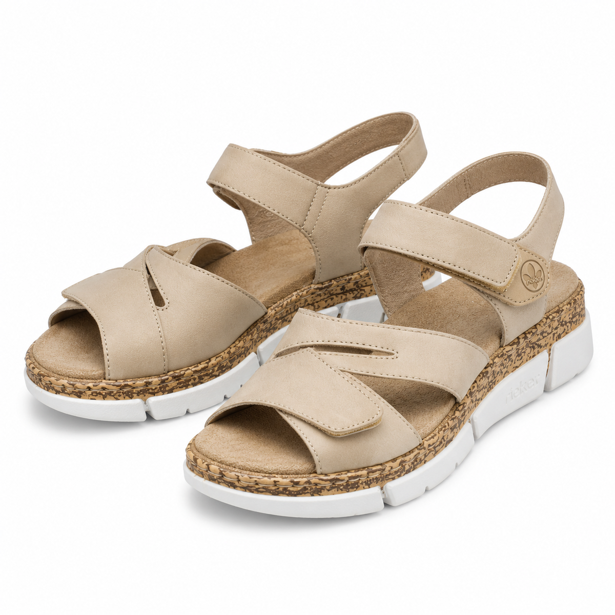 SANDALE CASUAL DAMA RIEKER V2366-60 BEJ VELUR