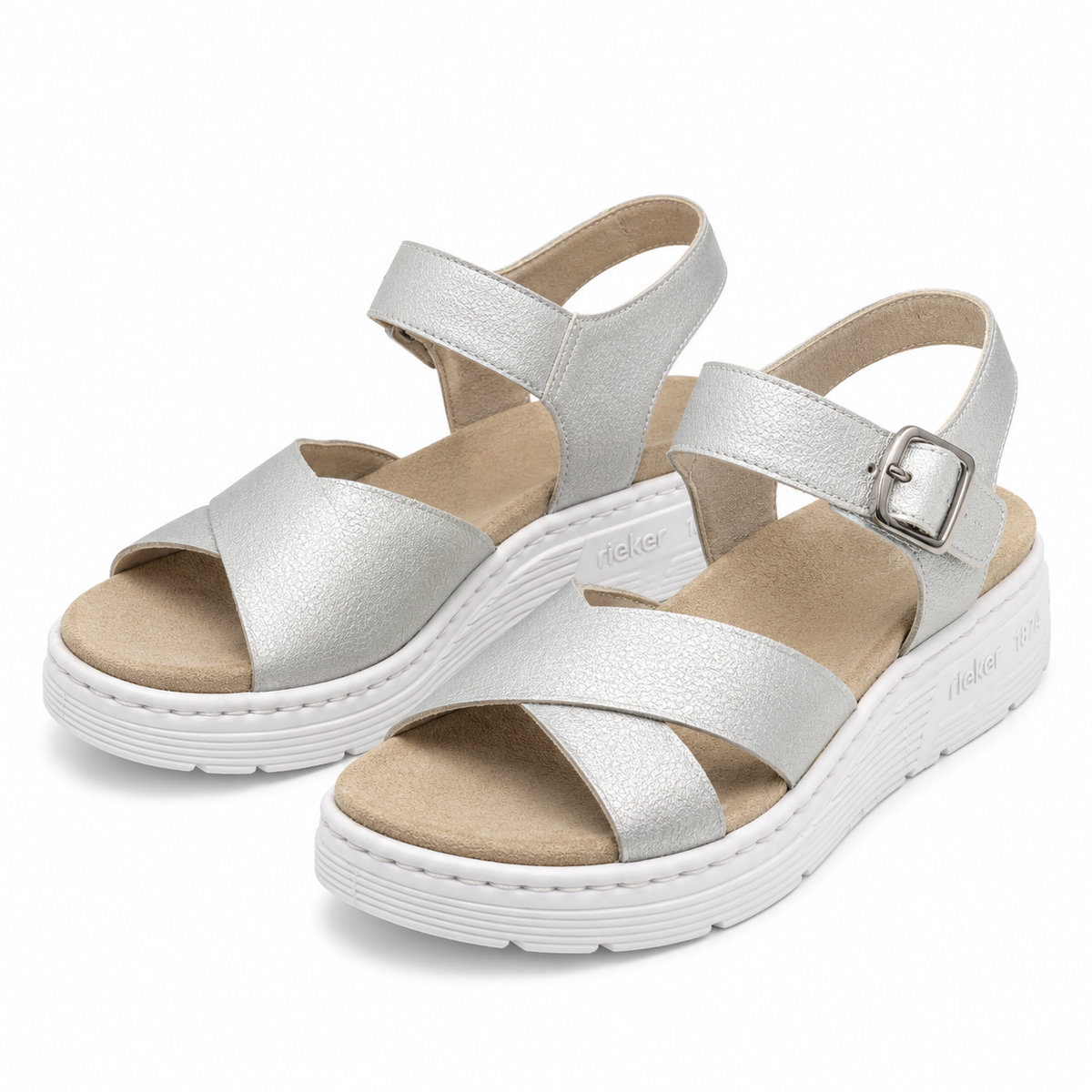 SANDALE CASUAL DAMA RIEKER V9110-90 PLATIN