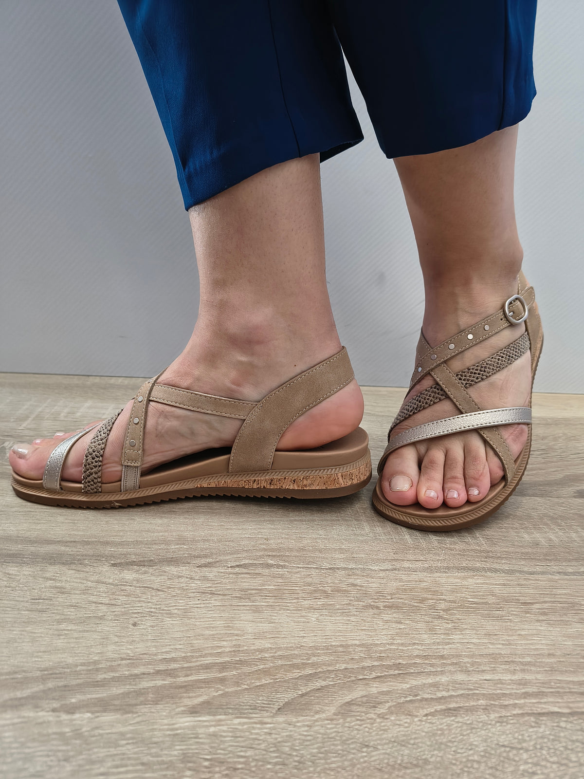 Sandale Casual Damă Skechers 114713 Negru + Orange - Piele Ecologică + Textil - vedere 1