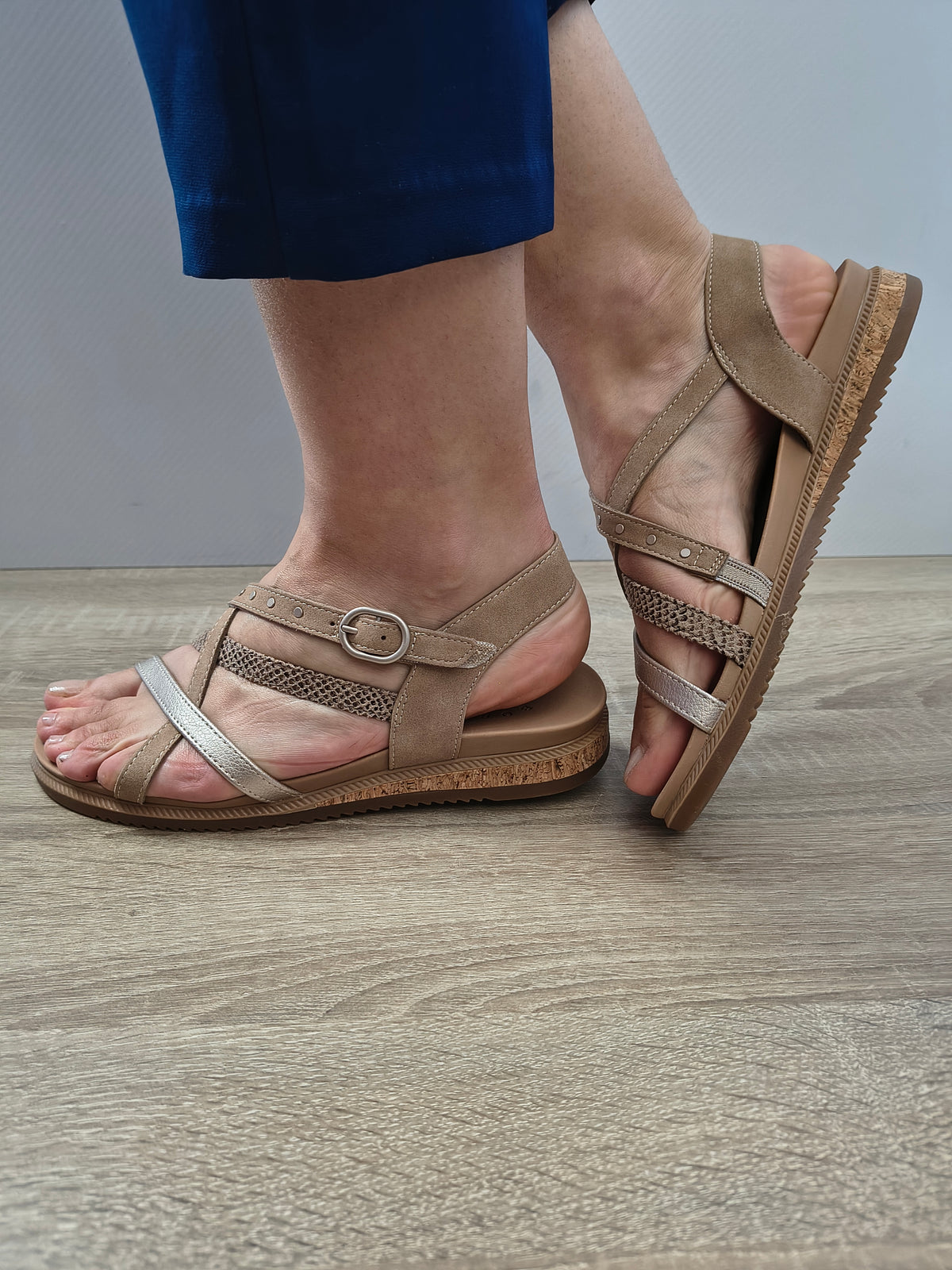 Sandale Casual Damă Skechers 114713 Negru + Orange - Piele Ecologică + Textil - vedere 2