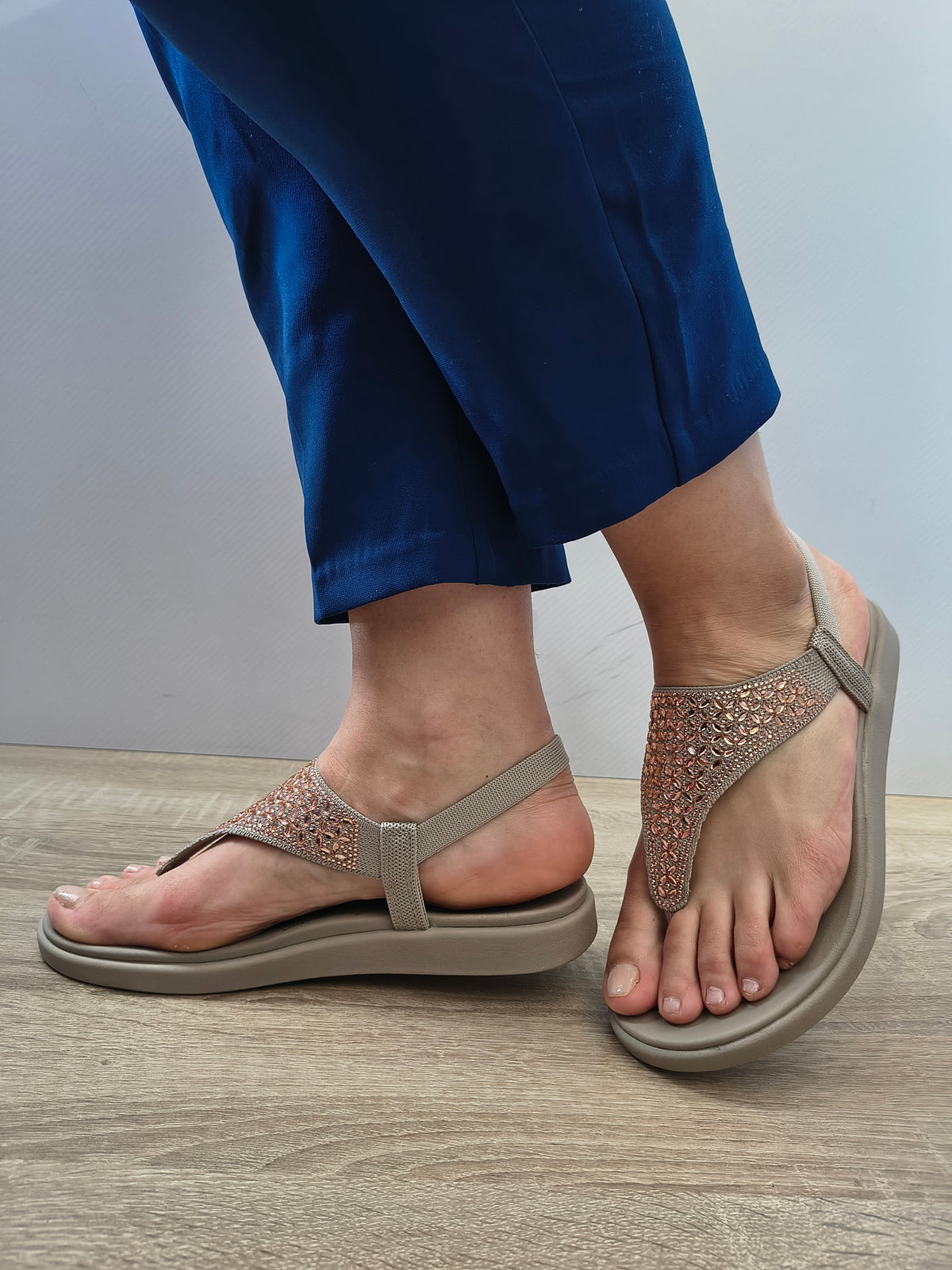 Sandale Casual Damă Skechers 163636 Taupe/Roze - Textil - vedere 1