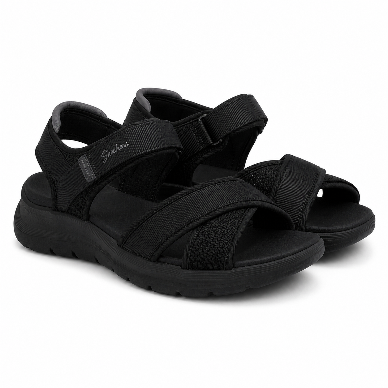 Sandale Casual Damă Skechers 164078 Bkgy Negru - Textil